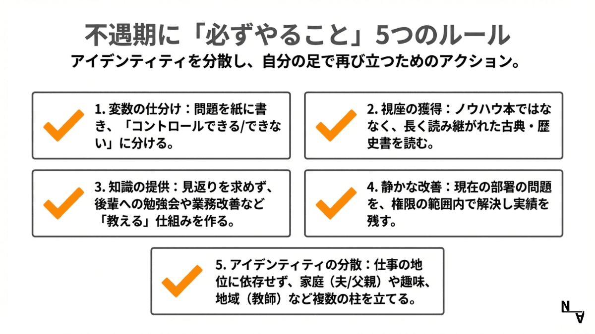 不遇期に「必ずやること」5つのルール——アイデンティティを分散し、自分の足で再び立つためのアクション